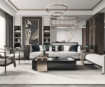 New Chinese Style A Living Room-ID:631727938