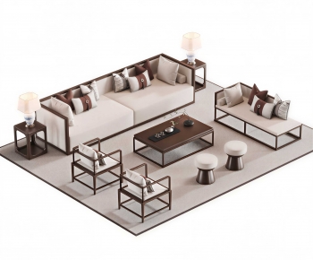 New Chinese Style Sofa Combination-ID:615993025