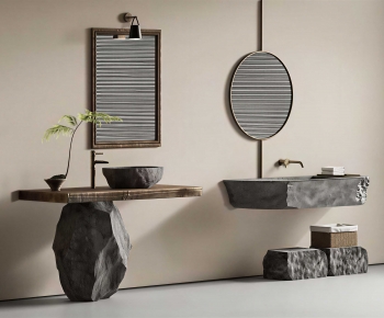 Wabi-sabi Style Bathroom Cabinet-ID:556780106