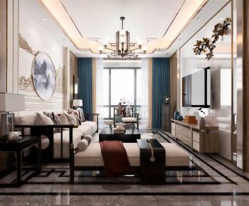 New Chinese Style A Living Room-ID:721733093