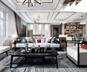 New Chinese Style A Living Room-ID:693115956