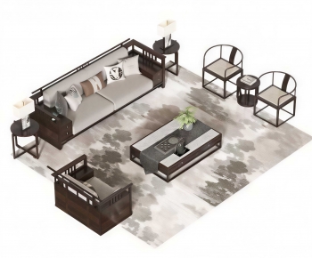 New Chinese Style Sofa Combination-ID:582479955