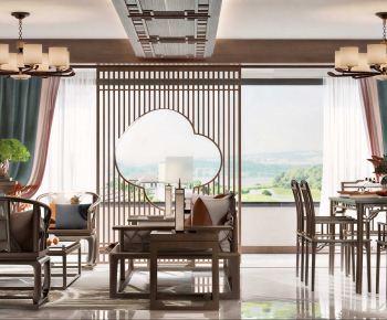 New Chinese Style A Living Room-ID:912097933