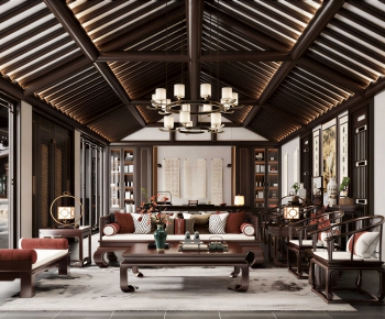 New Chinese Style A Living Room-ID:371639978