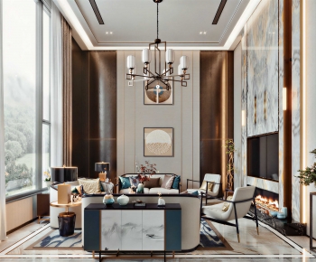 New Chinese Style A Living Room-ID:859386929