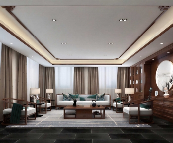 New Chinese Style A Living Room-ID:598202943