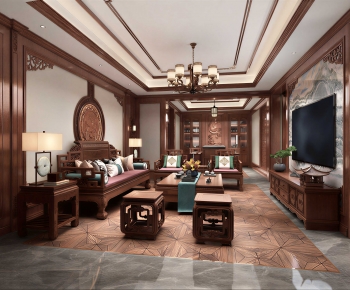 New Chinese Style A Living Room-ID:870944023