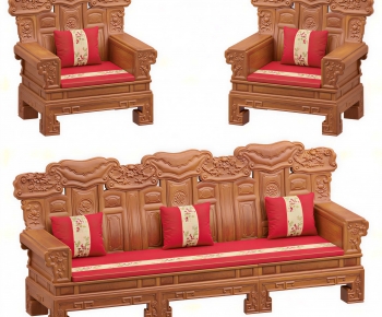 Chinese Style Three-seat Sofa-ID:668862109