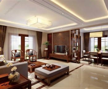 New Chinese Style A Living Room-ID:444220071