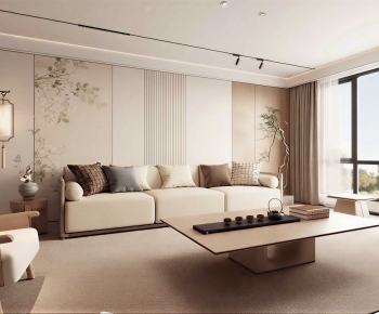 New Chinese Style A Living Room-ID:913291031