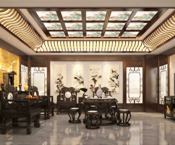 New Chinese Style A Living Room-ID:386493921