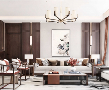 New Chinese Style A Living Room-ID:747848992