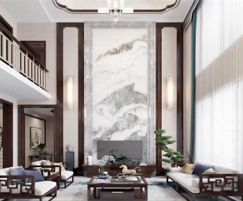 New Chinese Style A Living Room-ID:504904036
