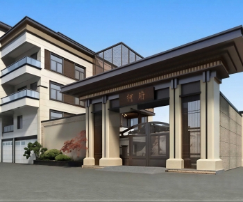 New Chinese Style Facade Element-ID:977811106