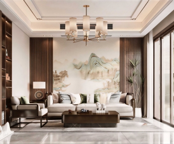 New Chinese Style A Living Room-ID:665906916