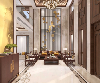 New Chinese Style A Living Room-ID:101850099