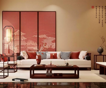 New Chinese Style A Living Room-ID:782189497