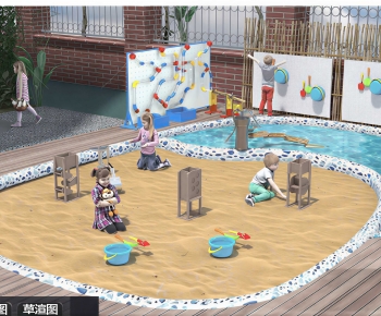 Modern Outdoor Space In Kindergarten-ID:347850337