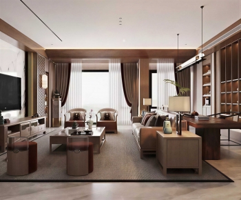 New Chinese Style A Living Room-ID:692415001