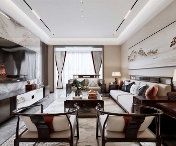 New Chinese Style A Living Room-ID:689388046