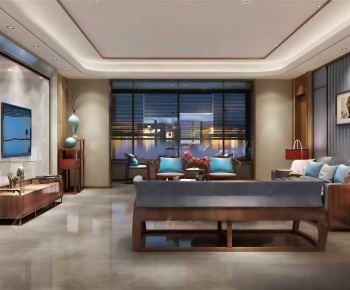 New Chinese Style A Living Room-ID:485955959