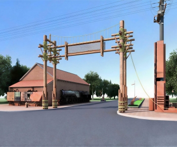 New Chinese Style Facade Element-ID:214839946