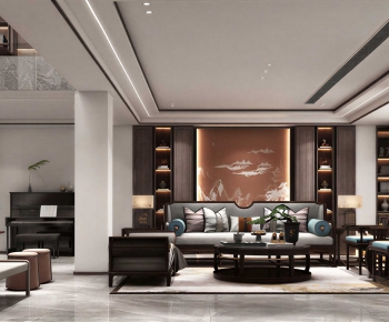 New Chinese Style A Living Room-ID:286036971