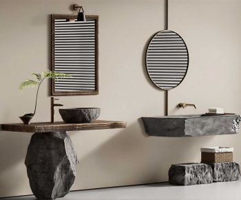 Wabi-sabi Style Bathroom Cabinet-ID:852926026