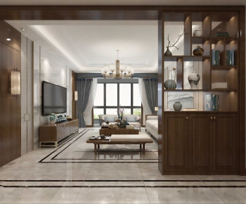 New Chinese Style A Living Room-ID:856940987