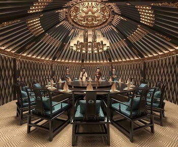 现代蒙古包餐厅包厢3D模型