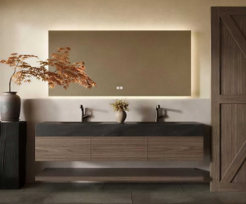 Wabi-sabi Style Bathroom Cabinet-ID:132699012