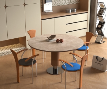 现代圆形餐桌椅组合-3168673