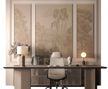 Modern Office Desk And Chair-ID:356529008