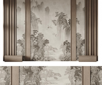 New Chinese Style TV Wall-ID:435584074