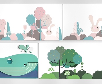 现代儿童文化墙组合3D模型