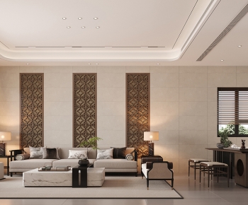 New Chinese Style A Living Room-ID:945853959