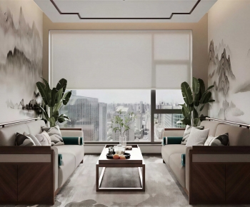 New Chinese Style A Living Room-ID:336580314