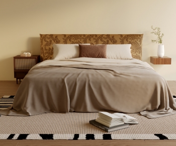 Wabi-sabi Style Double Bed-ID:563599118