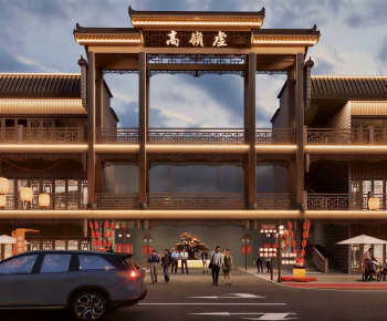 New Chinese Style Facade Element-ID:482626914