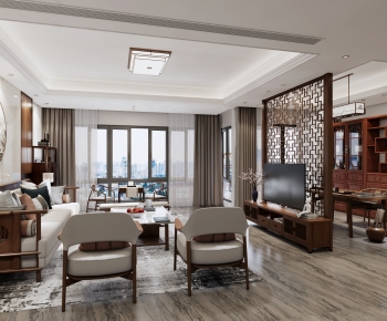 New Chinese Style A Living Room-ID:735249512