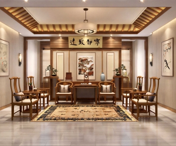 New Chinese Style A Living Room-ID:599503047