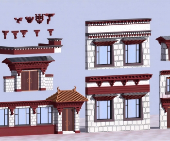 New Chinese Style Facade Element-ID:842149337