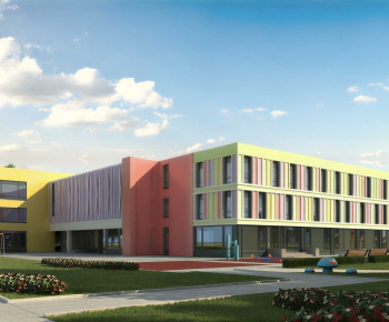 Modern School Building-ID:537470105