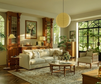 现代中古风家居客厅-3198958