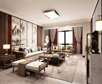 New Chinese Style A Living Room-ID:514153966