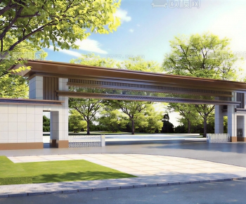 New Chinese Style Facade Element-ID:814446934