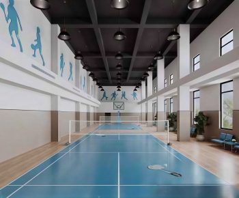 Modern Indoor Badminton Court-ID:967556952