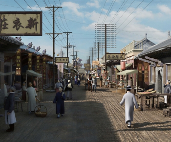 Retro Style Commercial Street-ID:455888033