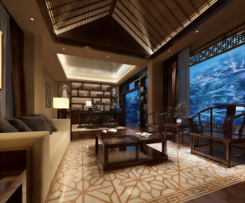 New Chinese Style A Living Room-ID:310442921