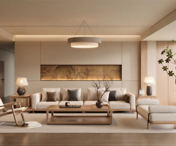 New Chinese Style A Living Room-ID:742554902